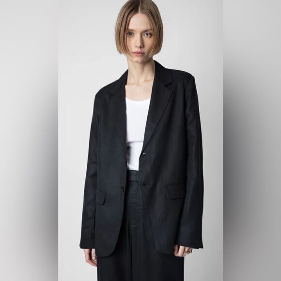Zadig & Voltaire Vanille Lyocell Black Blazer NWT. 42/Large - Picture 1 of 11